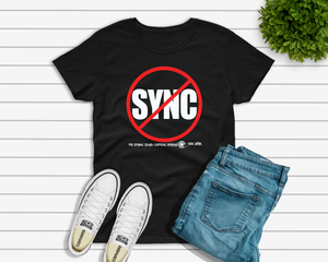 NO SYNC / Men's Crew Neck T Shirt in Black or White