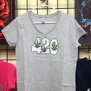 Strong Island Clothing - 420 / Woman's V Neck T Shirt with or without Bling
