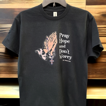 Load image into Gallery viewer, Padre Pio - Rosary Men&#39;s T-Shirt in Black with or without Custom Rhinestones
